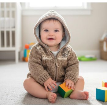   Mothercare kötött pamut, bélelt kapucnis pulóver,  Méret 56-os (0-3 hó)