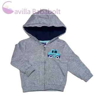 Autós pamut kapucnis pulóver , Méret 68-as (6-12 hó)