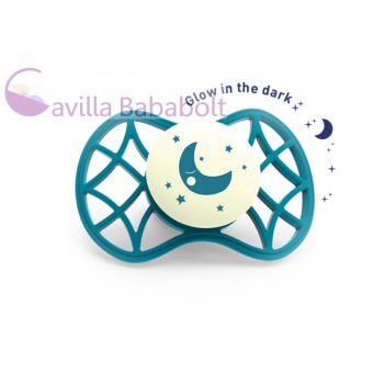   Nuvita Air.55 Cool! éjszakai fogszabályzós cumi védőkupakkal 0hó+ - Glow Emerald (7064) 