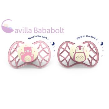   Nuvita Air.55 Explorer éjszakai cumi védőkupakkal 0 hó+ (2 db) lányos (7067) 