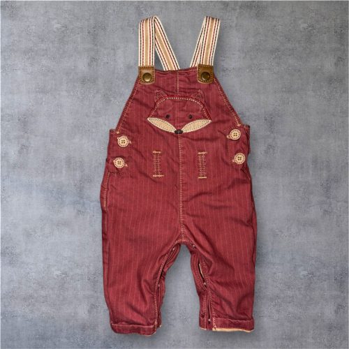 Nutmeg rókás farmer kertésznadrág, Méret 56-62-es (0-3 hó)