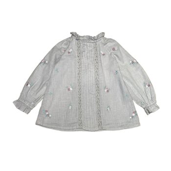   Tu Kids Virágos, hímzett pamut blúz , Méret 98-104-es (3-4 év)