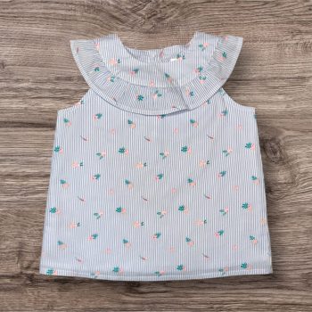 Fodros csíkos pamut ruha , Méret 98-as (2-3 év)