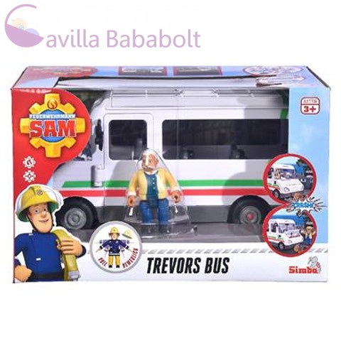 Sam a tűzoltó Trevor busza játékszett táblákkal - Simba Toys