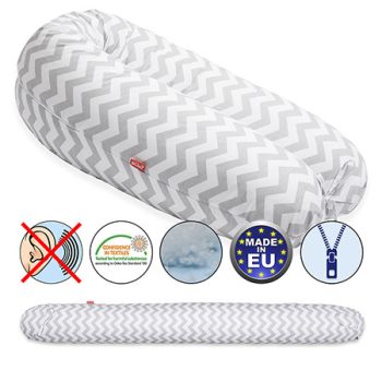   Formázható univerzális szoptatós párna pamut huzattal - ZigzagGreyWhite