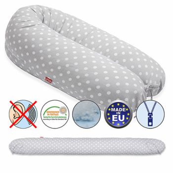   Formázható univerzális szoptatós párna pamut huzattal - GreyWhiteDots