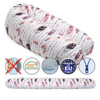   Formázható univerzális szoptatós párna pamut huzattal - FeatherPinkBrown