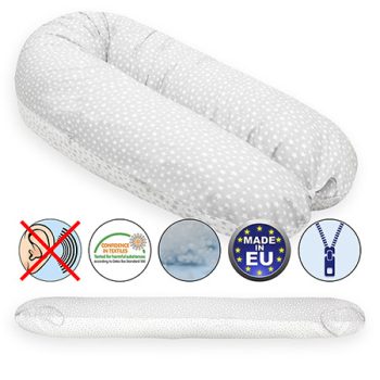   Formázható univerzális szoptatós párna pamut huzattal - GreyWhiteLittleBigStars