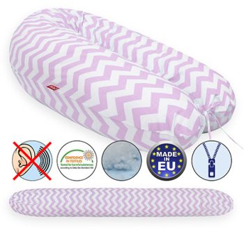   Formázható univerzális szoptatós párna pamut huzattal - ZigZagPinkWhite