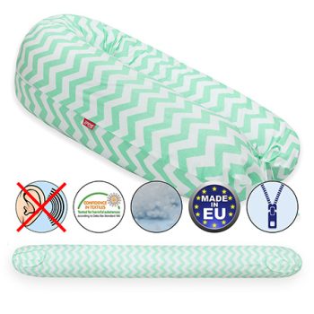   Formázható univerzális szoptatós párna pamut huzattal- ZigZagGreenWhite
