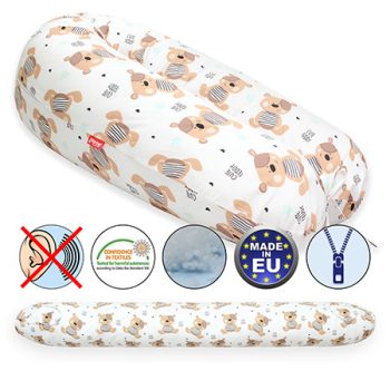   Formázható univerzális szoptatós párna pamut huzattal - WhiteBrownBears