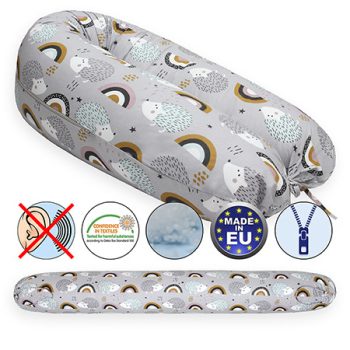   Formázható univerzális szoptatós párna pamut huzattal - HedgehogsGrey