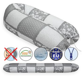   Formázható univerzális szoptatós párna pamut huzattal - GreyPatchwork1