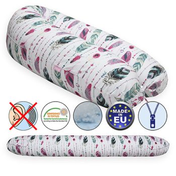   Formázható univerzális szoptatós párna pamut huzattal-FeatherPinkGreen