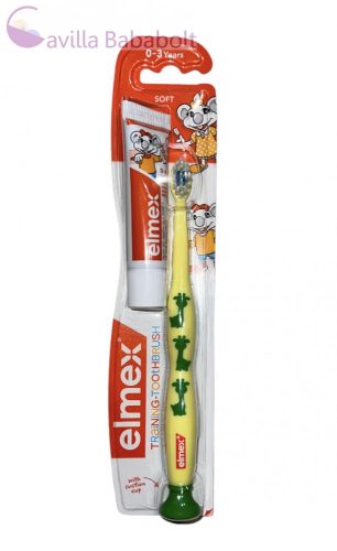 Elmex puha gyakorló fogkefe és gyermekfogkrém 0-3 éveseknek, sárga