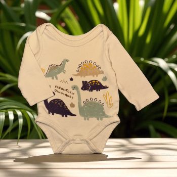   Dinos pamut hosszúujjú body, kombidressz, Méret 62-es (0-3 hó)