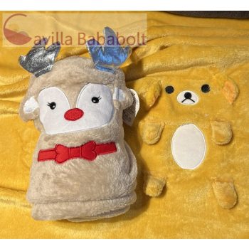   Wellsoft nagyon puha babatakaró 3D mintával, rénszarvas,  Méret 80 x 100 cm