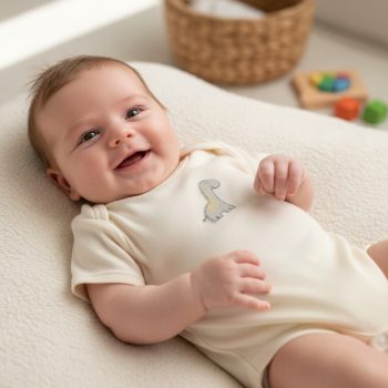   Dinos pamut rövid ujjú body, kombidressz, Méret 50-56-os (0-3 hó)