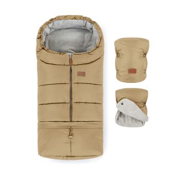   PETITE&MARS Téli szett Jibot 3in1 bundazsák + kézmelegítő kesztyű babakocsira Jasie Sweet Toffee