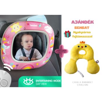   BENBAT Gyermek autós tükör Night&Day +BENBAT Nyakpárna fejtámasszal, csibe 0-12 hó