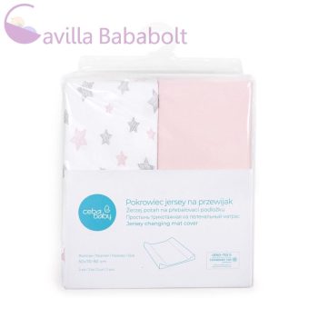   CEBA huzat pelenkázó betéthez 50x70-80 cm 2 db blue-Pink+Pink Stars