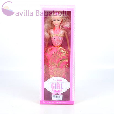 Charm Girl szőke hajú divatbaba rózsaszín ruhában 29cm