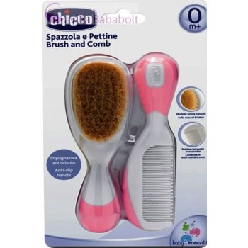 Chicco Fésű-Hajkefe természetes sörtékkel - rózsaszín